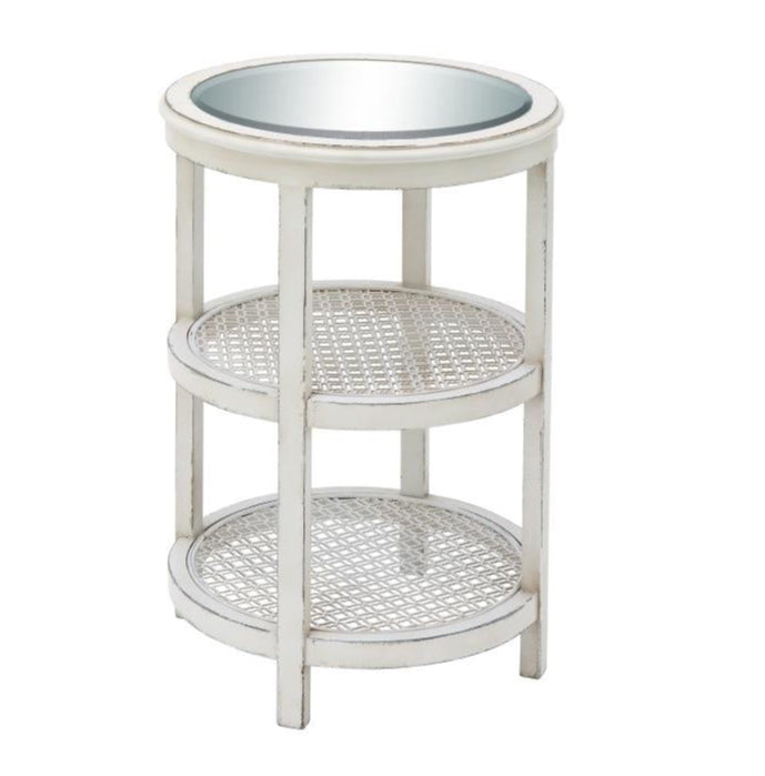 Wood & Mirror White Accent Table
