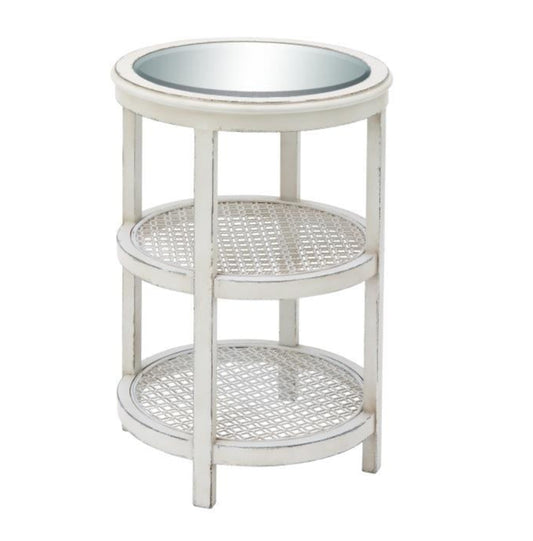 Wood & Mirror White Accent Table