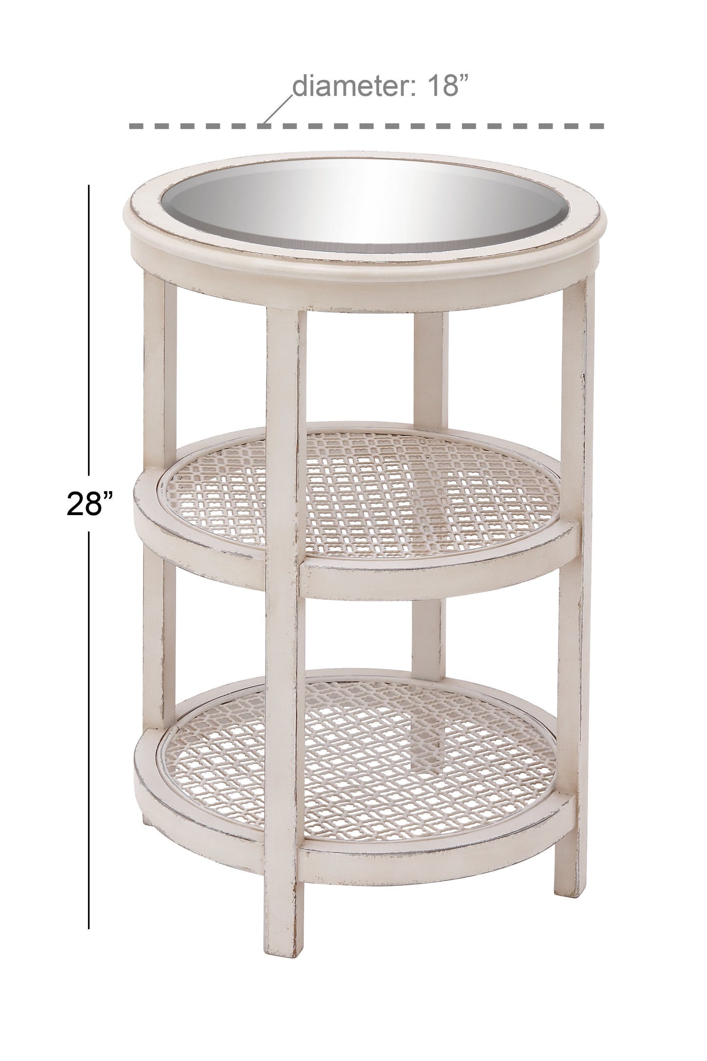 Wood & Mirror White Accent Table