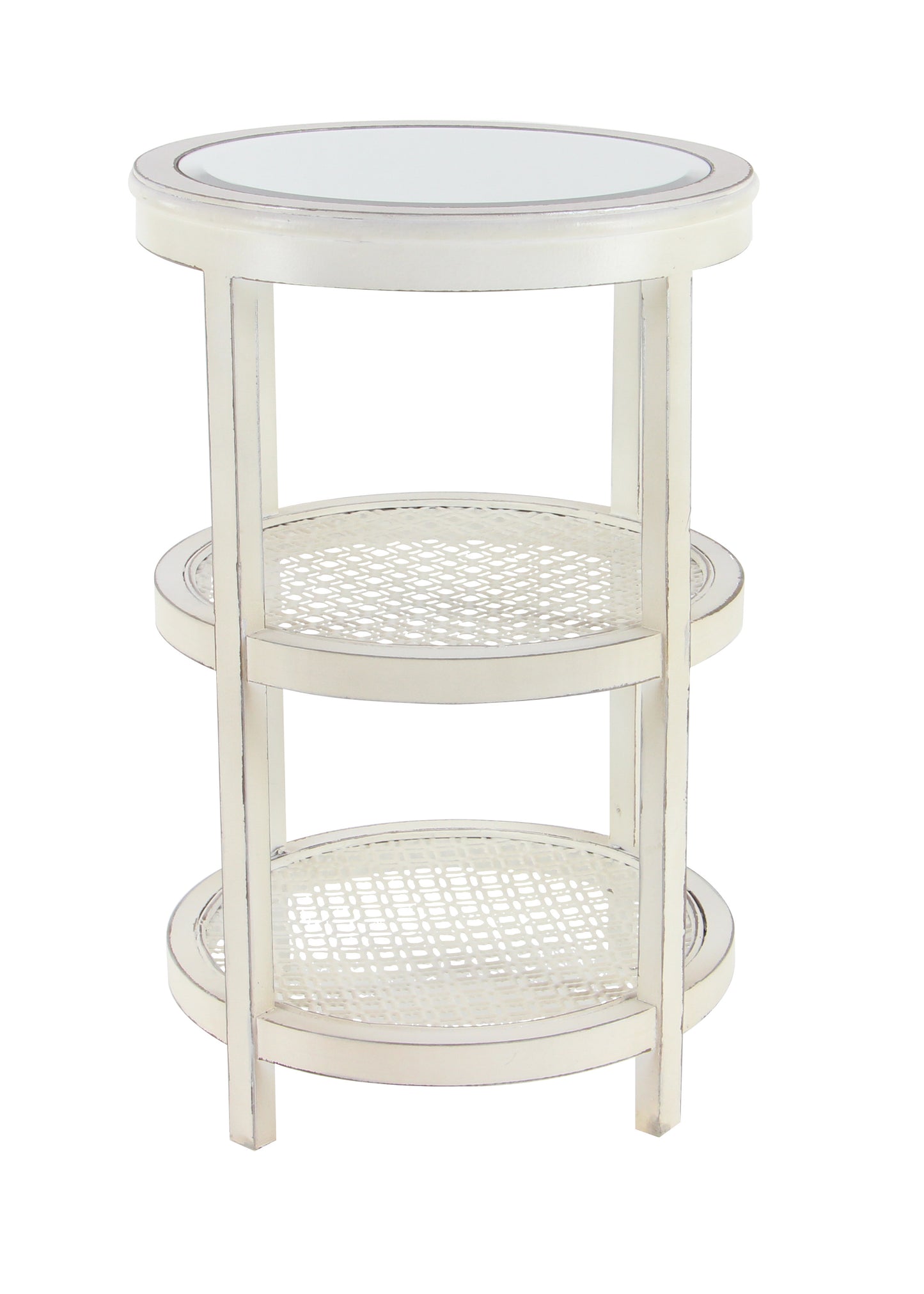 Wood & Mirror White Accent Table