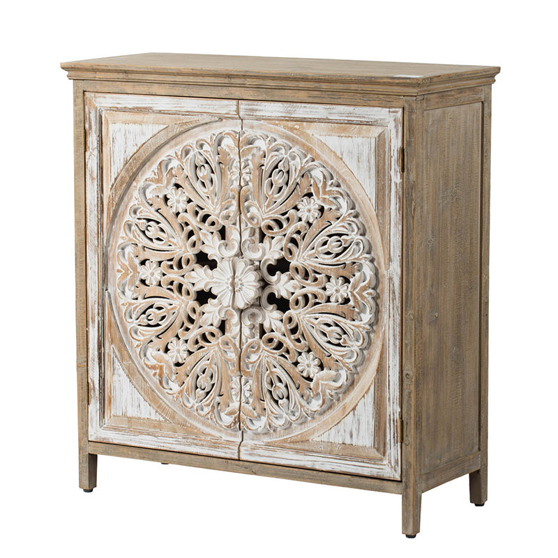 Carved Floral Medallion Cabinet
