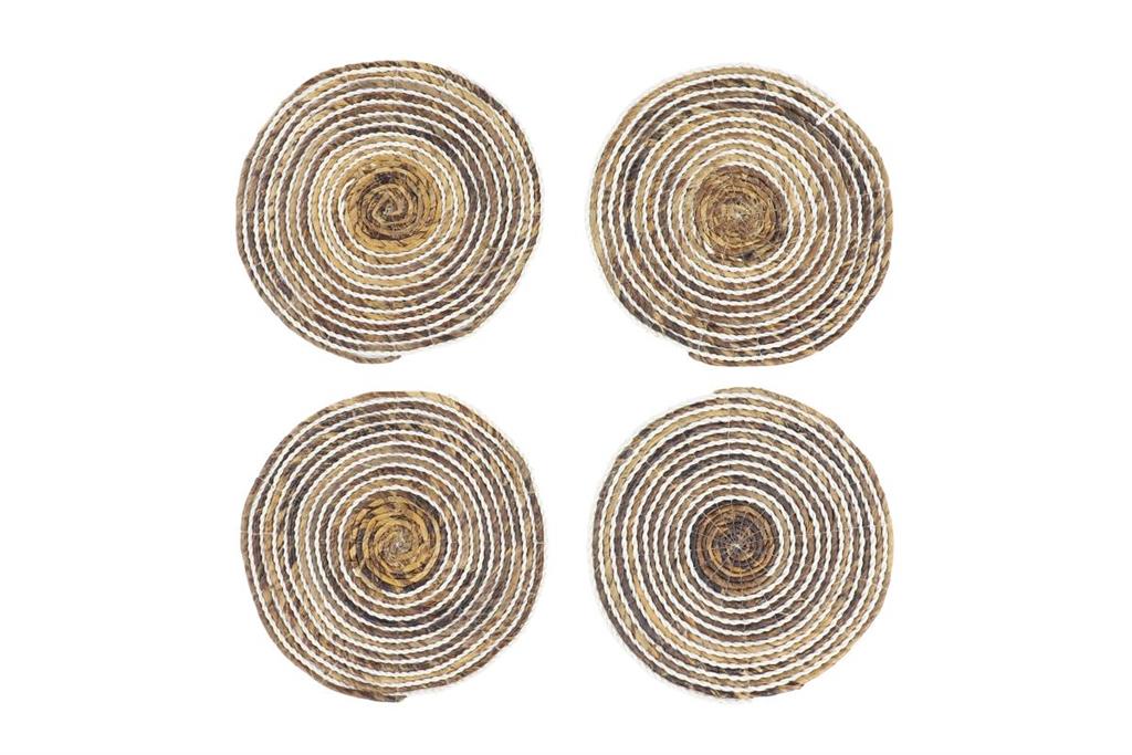 White and Natural Banana Leaf Placemat, Set of 4