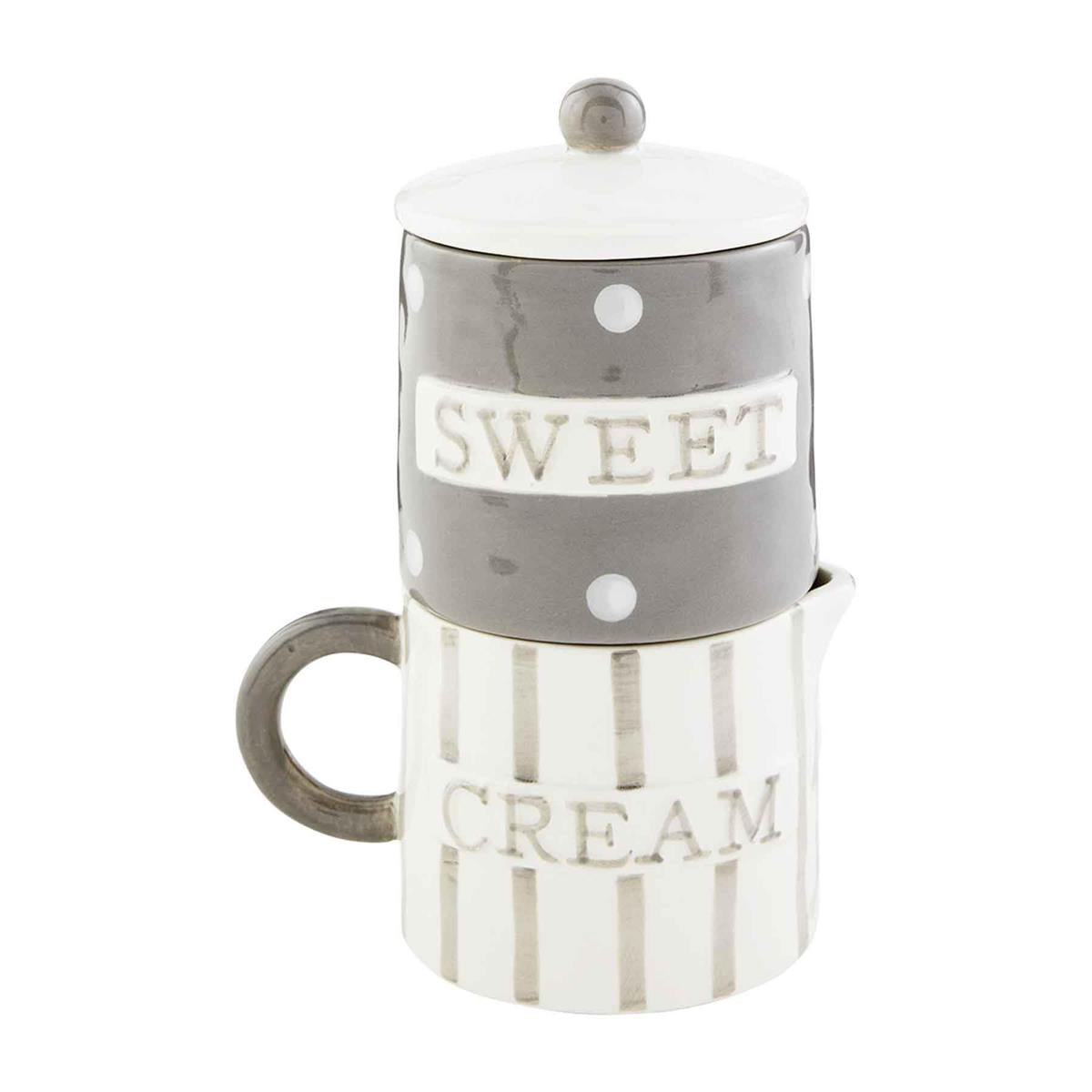 Gray Cream & Sugar Set