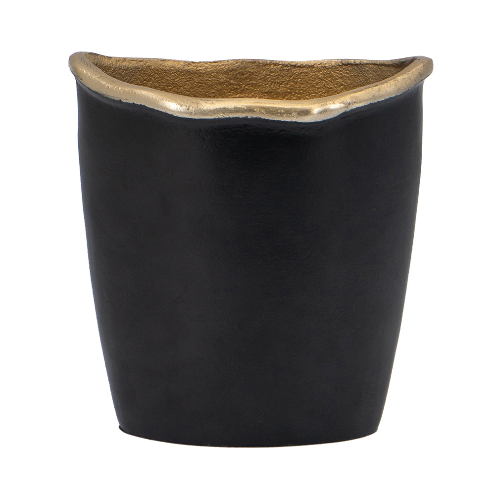 Curved Rim Black and Gold Vase (Various Sizes)