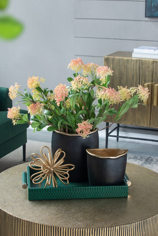 Curved Rim Black and Gold Vase (Various Sizes)