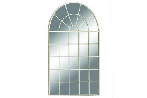 White Arched Metal Framed Wall Mirror