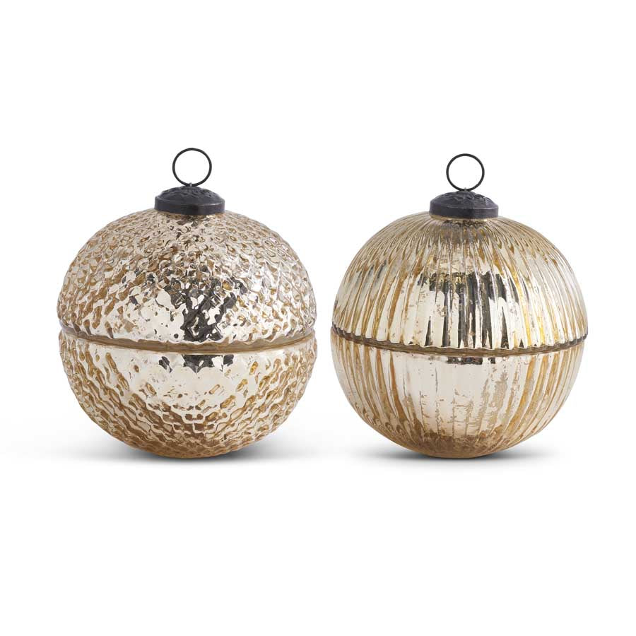 Large Mercury Glass Lidded Ornament Candle, Gold (Various Styles)