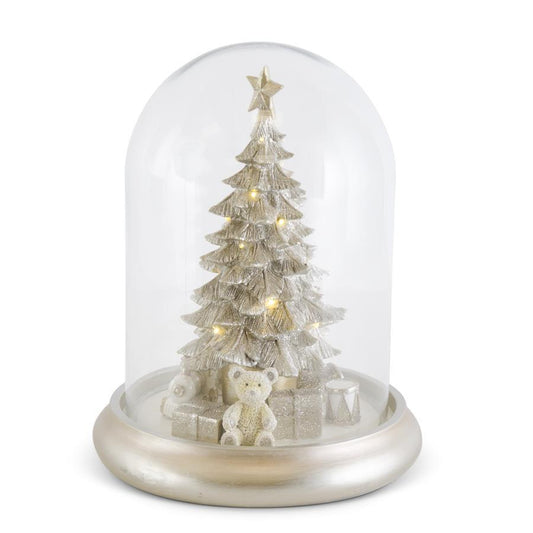 Glass Dome with Silver Glittered Resin LED