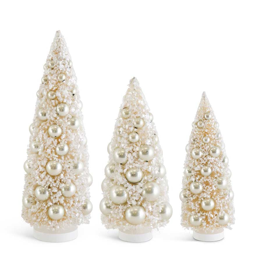 Cream Bottle Brush Tree with Champagne Ornaments (Various Sizes)