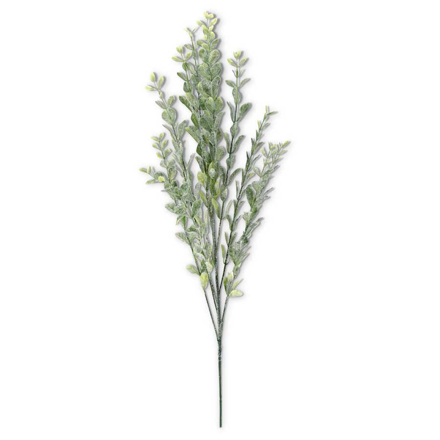 24" Glittered Green Laurel Leaf Bush