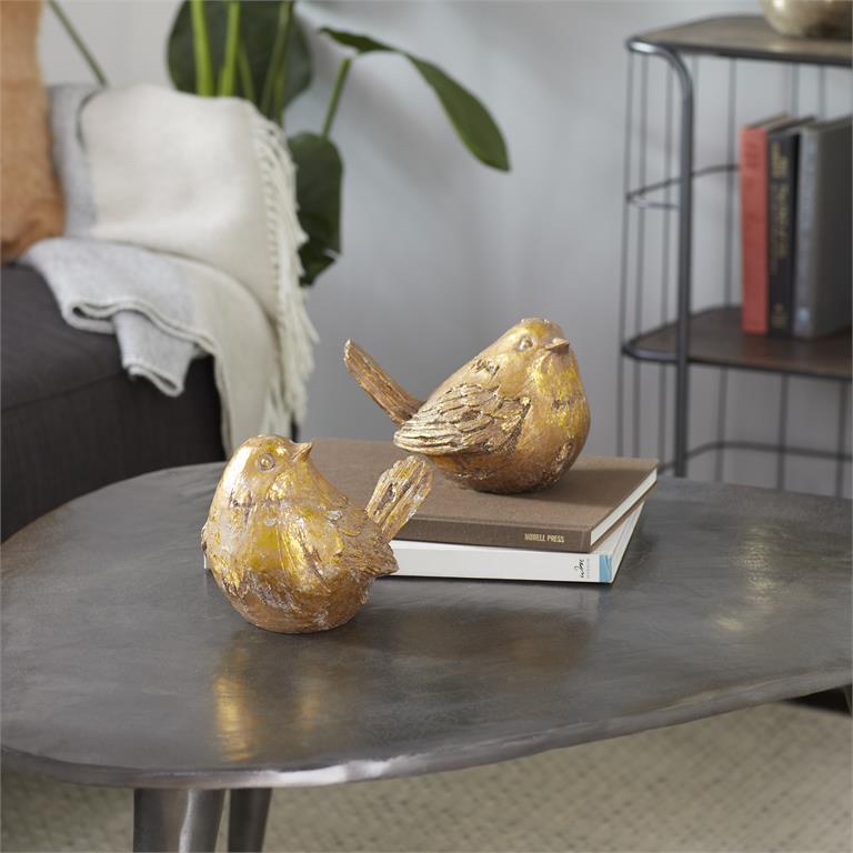 Gold Polystone Farmhouse Birds Sculpture (Various Styles)