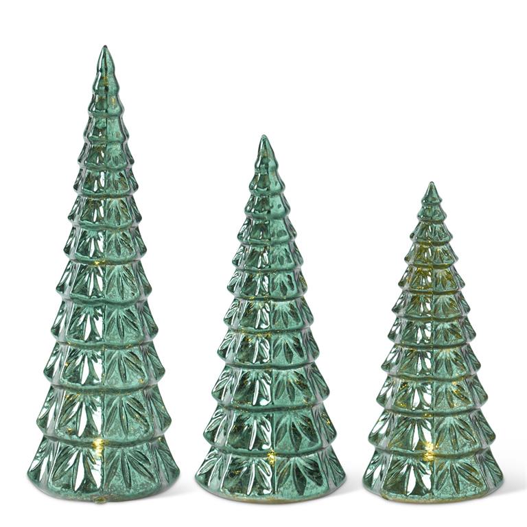 Mercury Glass LED Christmas Tree, Green (Various Sizes)