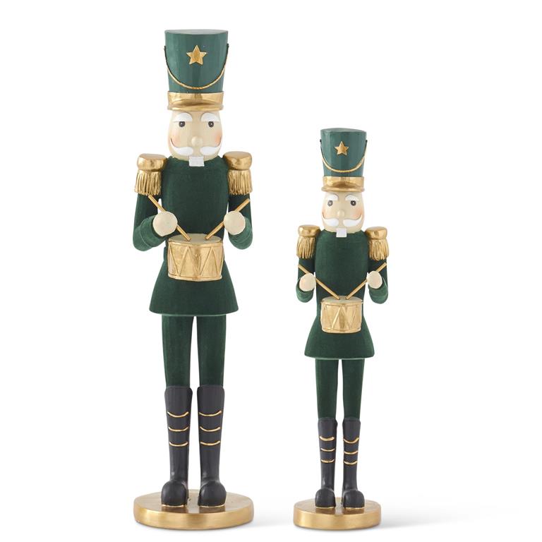 Dark Green Velvet & Gold Soldiers with Drums (Various Sizes)