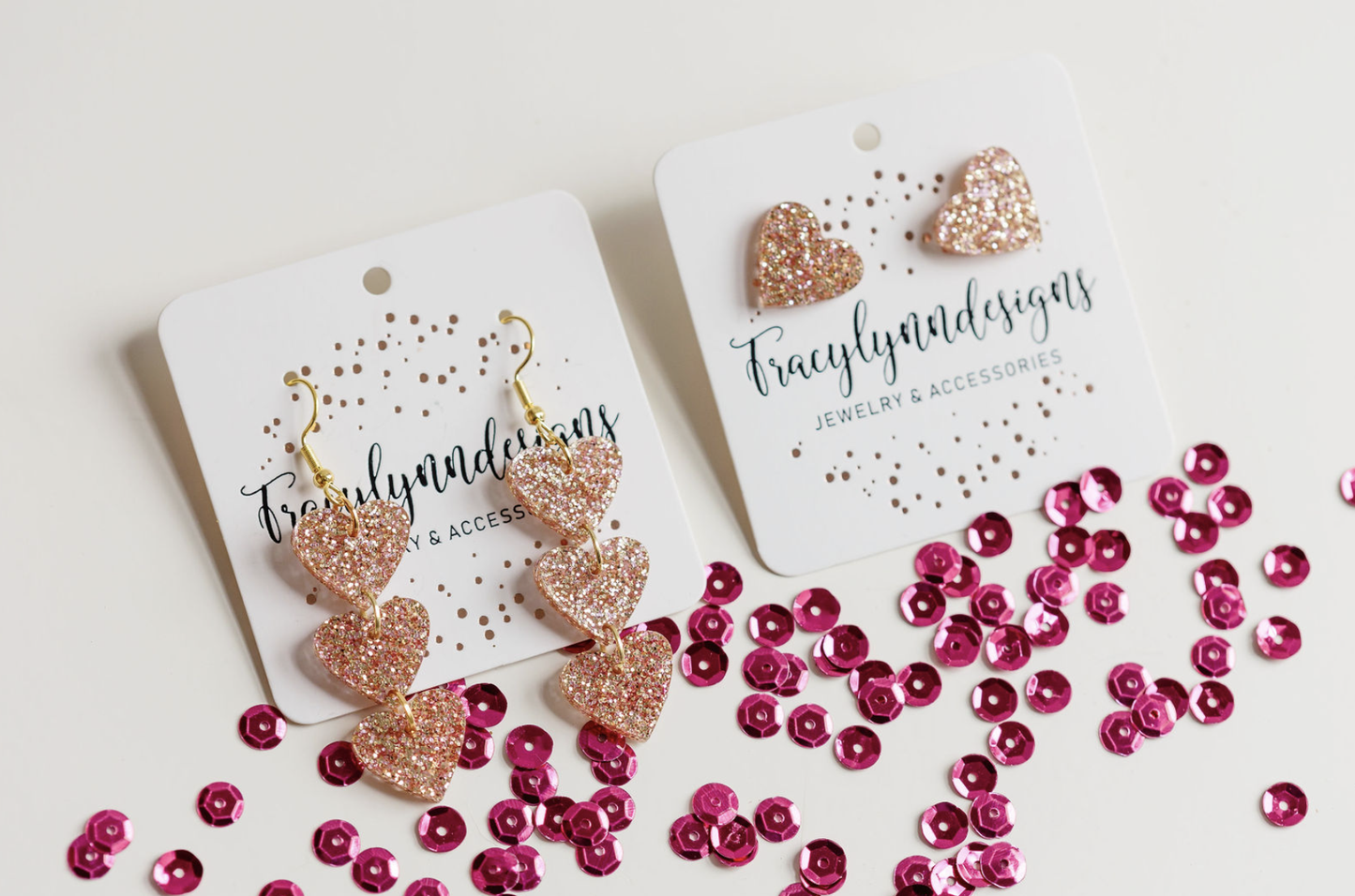 Triple Rose Gold Hearts