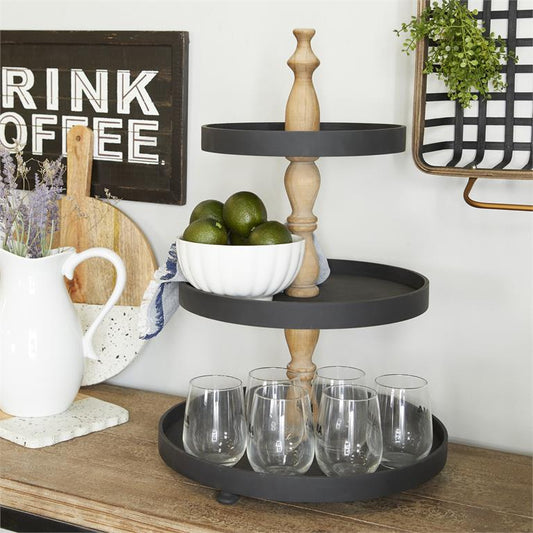 Black Wood Traditional 3-Tiered Server