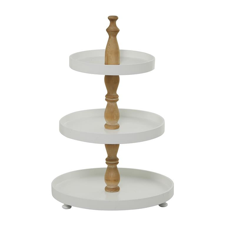 White Wood Farmhouse 3-Tiered Server