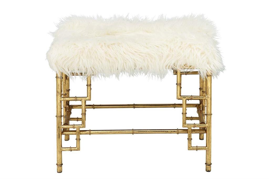 Gold Iron and Fabric Contemporary Stool