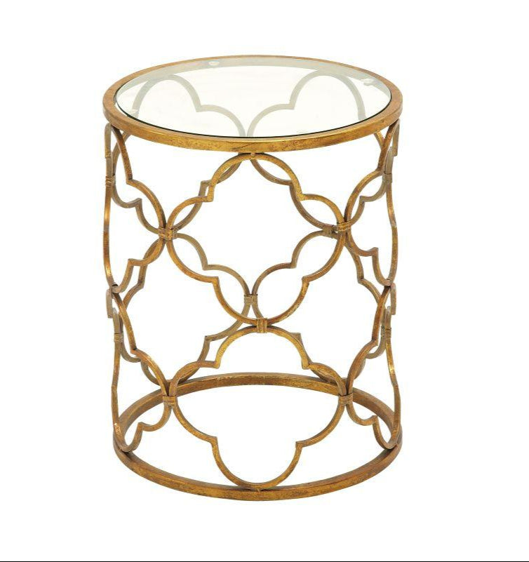 Gold and Glass Accent Table