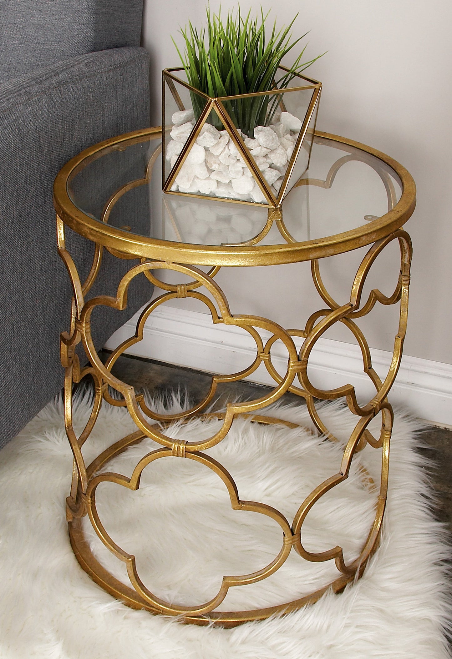 Gold and Glass Accent Table