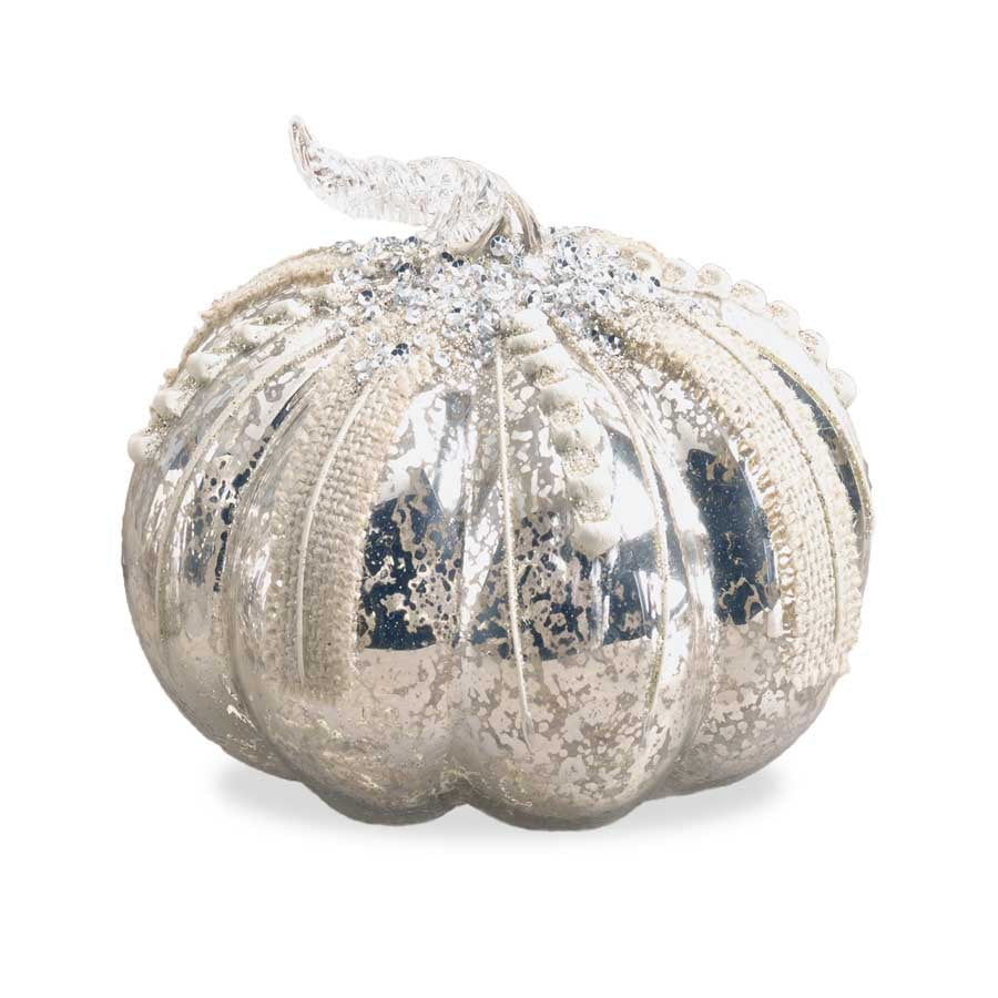 Mercury Glass Pumpkin with Glitter Detail