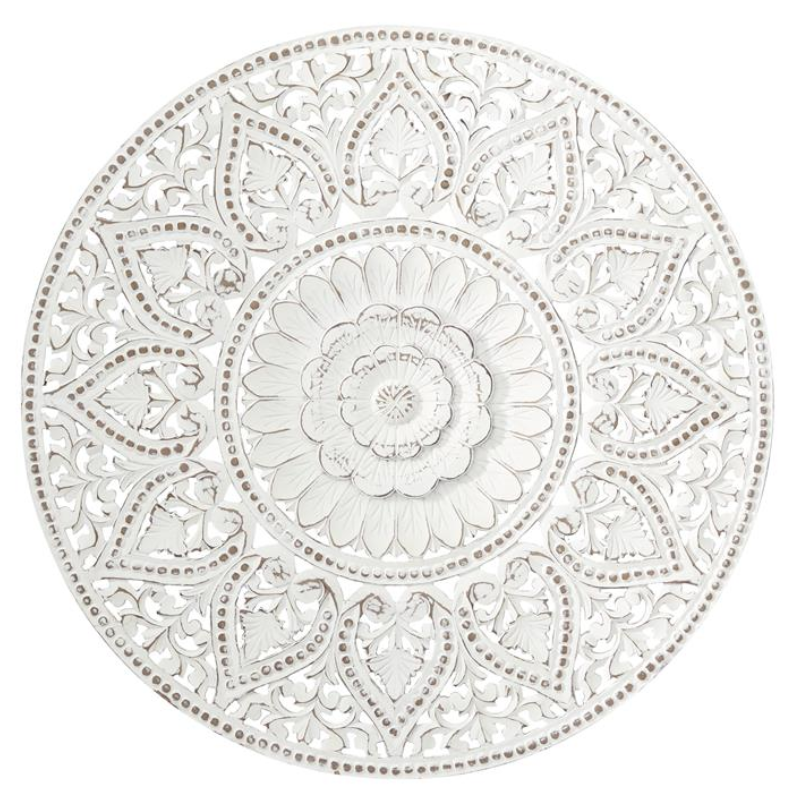 White Wood Round Wall Medallion