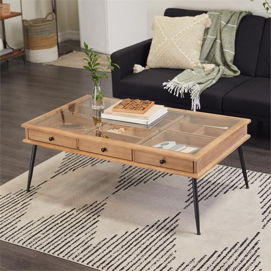 Brown Wood Industrial Coffee Table