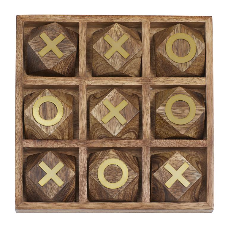 Brown Wood Tic Tac Toe Set
