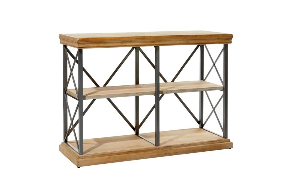 Industrial Metal and Wood Shelf Console
