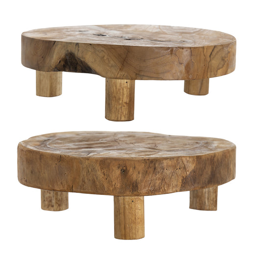 Teak Footed Round Trays (Various Colors)