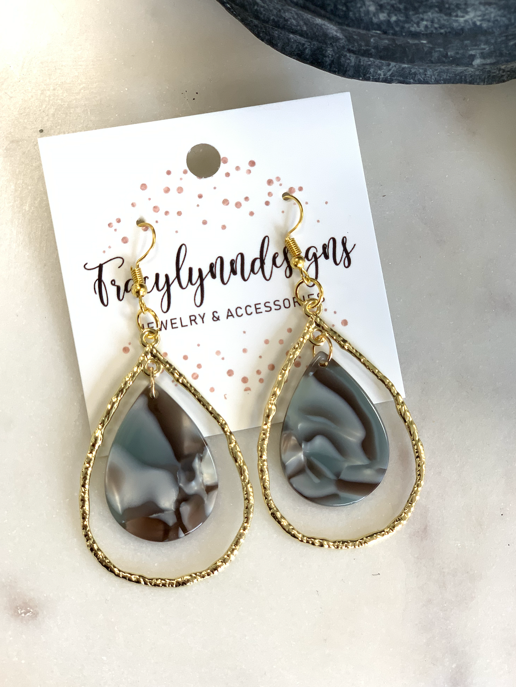 Dusty Marble Acrylic Teardrops