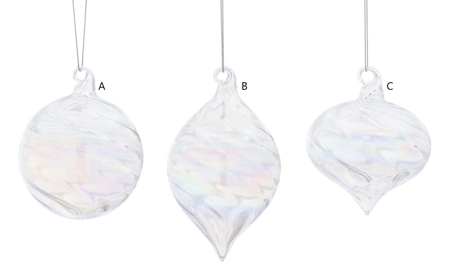 Clear Swirl Glass Ornament (Various Styles)
