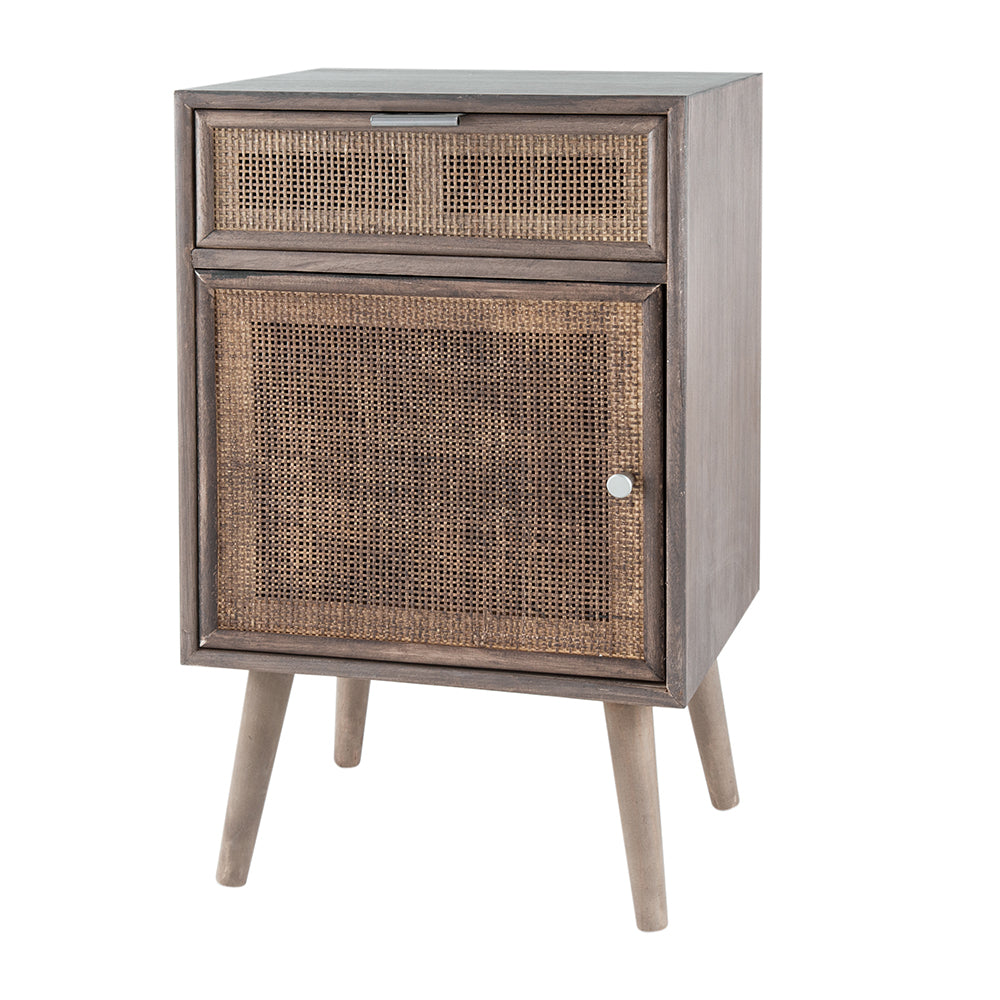 Gray Rattan Accent Cabinet