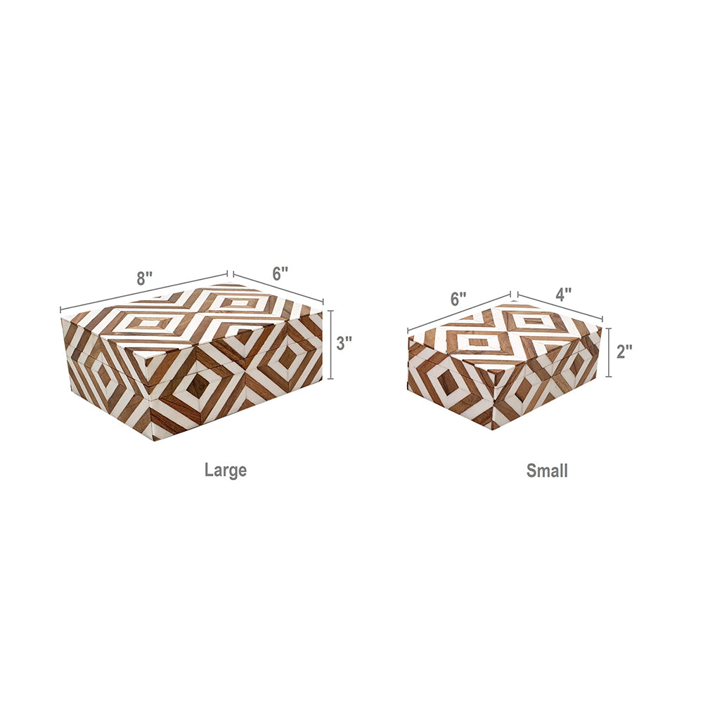 Wooden Lidded Boxes, Set of 2
