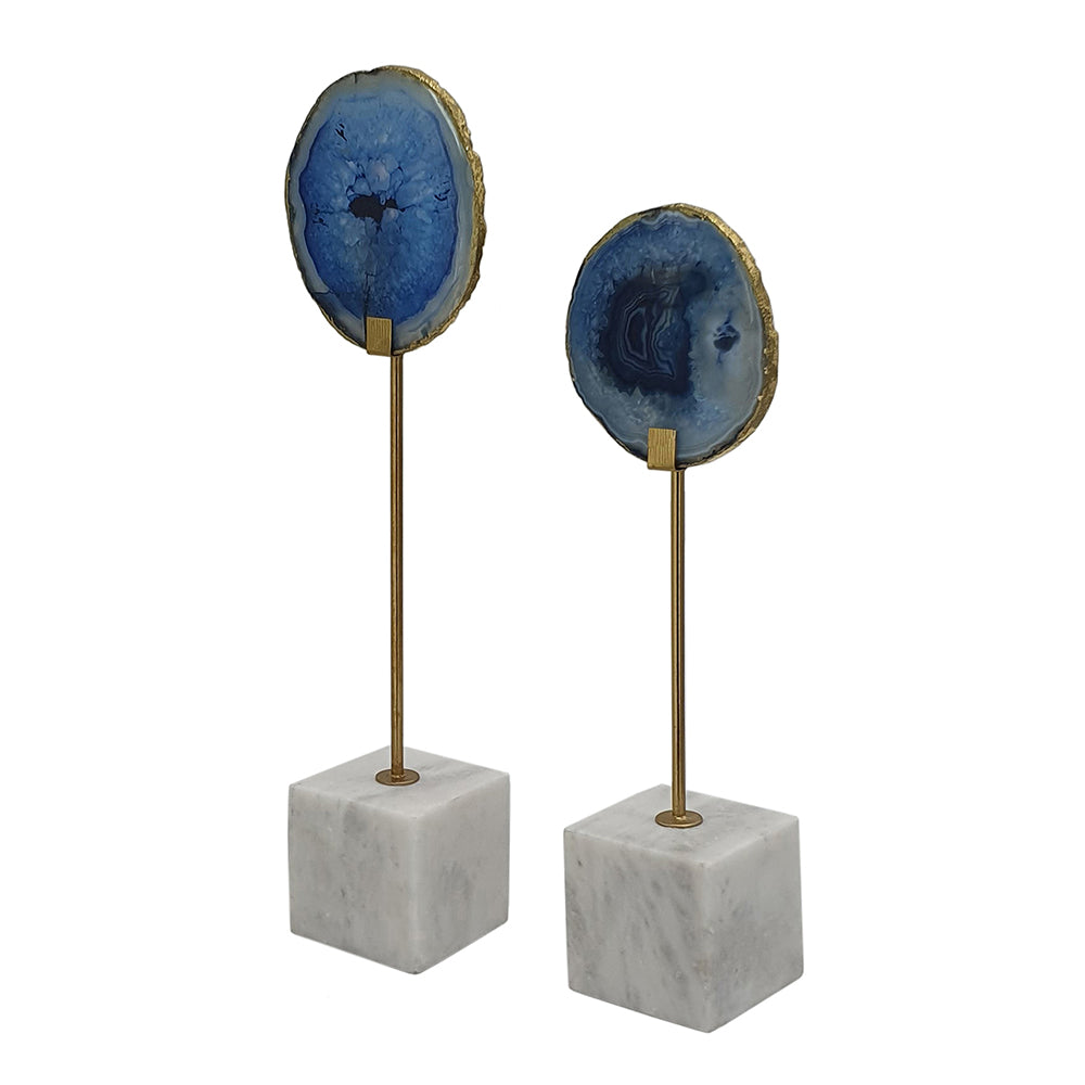 Agate and Marble Statuaries, Set of 2