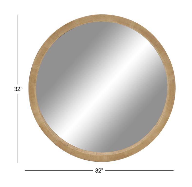Brown Natural Wood Wall Mirror