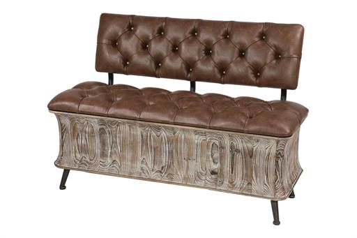Faux Leather Wooden Bench