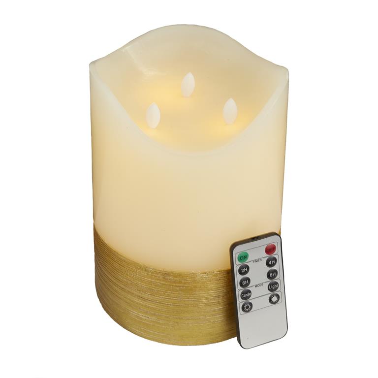 White Wax Flameless Candle, 6"W x 8"H