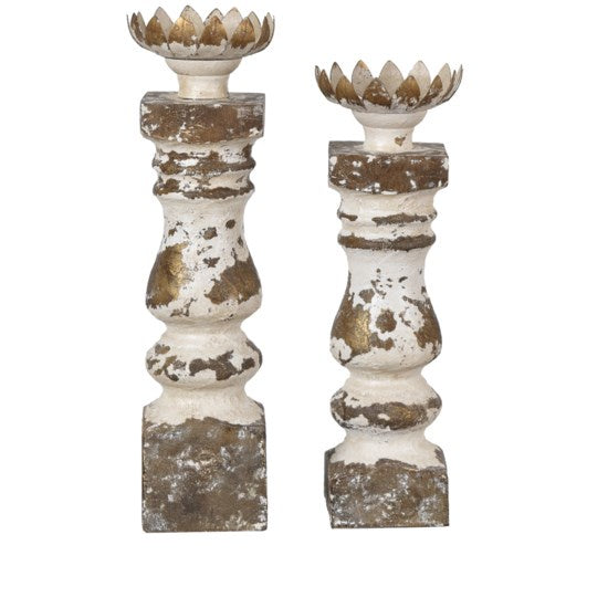 Distressed Candleholders, Set of 2