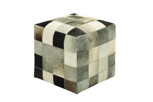 Patchwork Leather Hide Ottoman