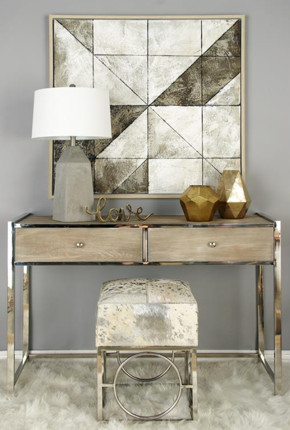 White Leather Glam Ottoman
