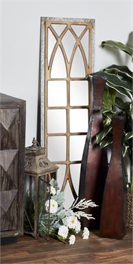 Brown and Gray Accent Floor Mirror
