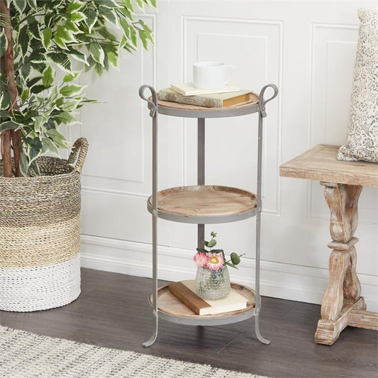 Gray Metal Industrial Accent Table