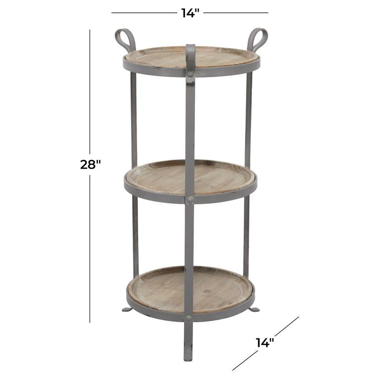 White Metal Industrial Accent Table