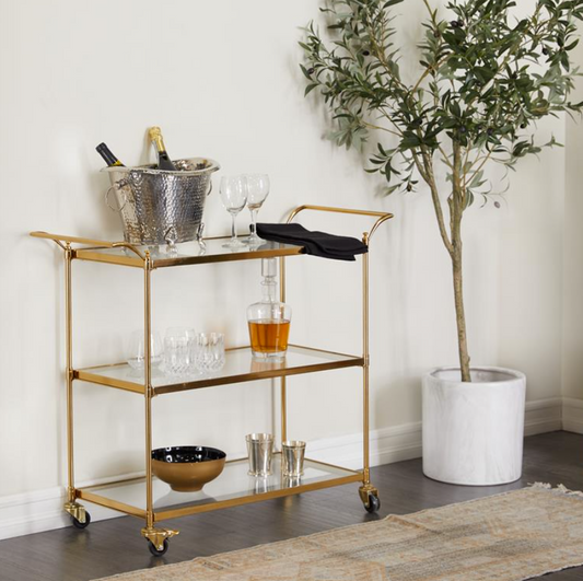 Brass Metal Bar Cart