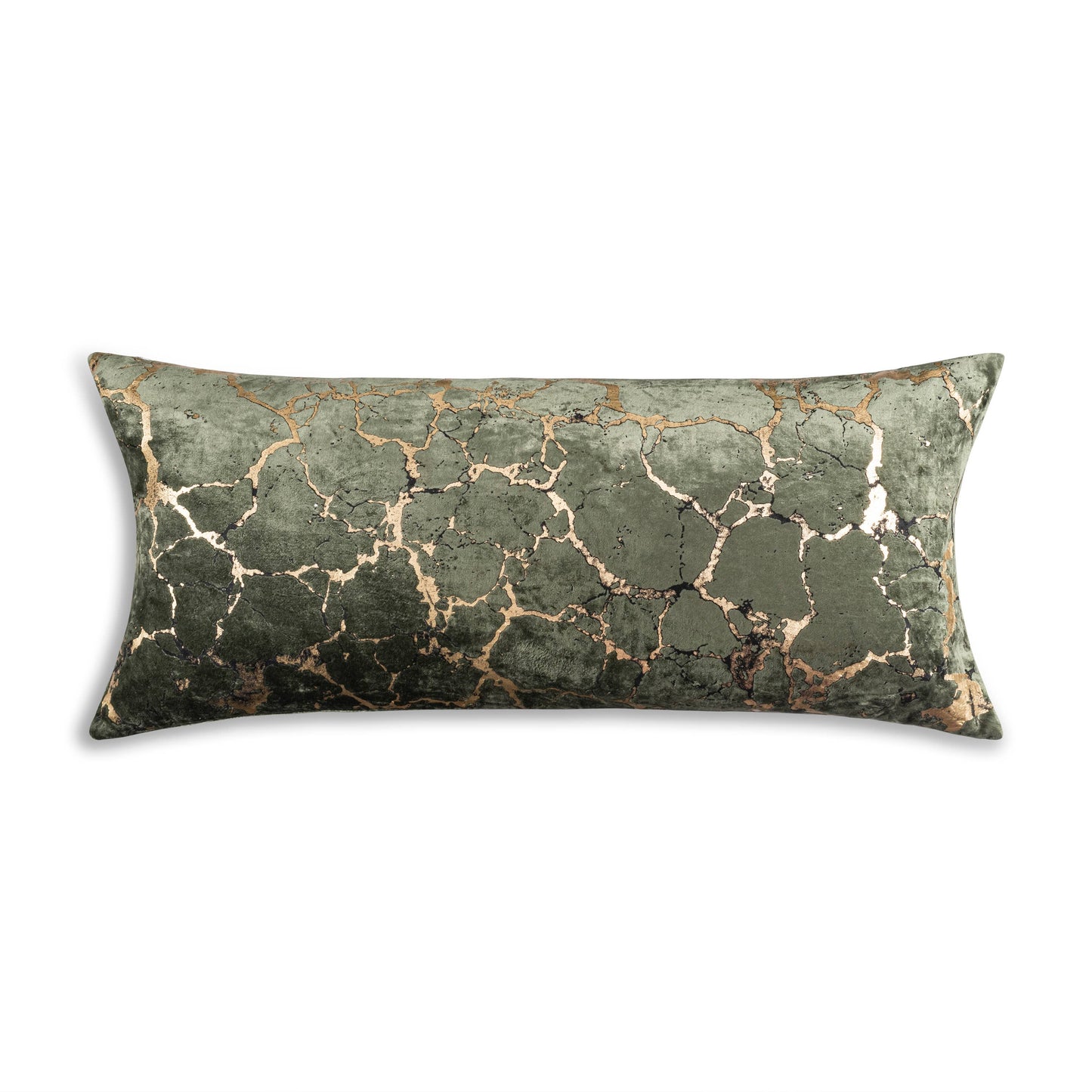 Mila Crackle Abstract Green Gold PIllow