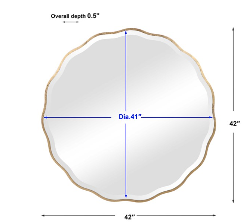 Aneta Round Mirror, Gold 42"