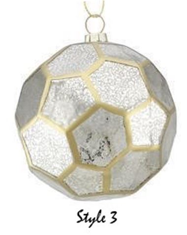 Geometric Glass Ornament, Silver & Gold (Various Styles)
