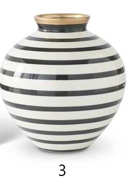 Striped Ceramic Vase with Gold Trim (Various Sizes)