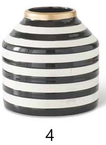 Striped Ceramic Vase with Gold Trim (Various Sizes)