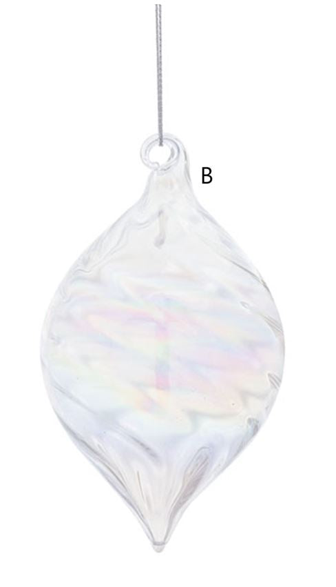 Clear Swirl Glass Ornament (Various Styles)
